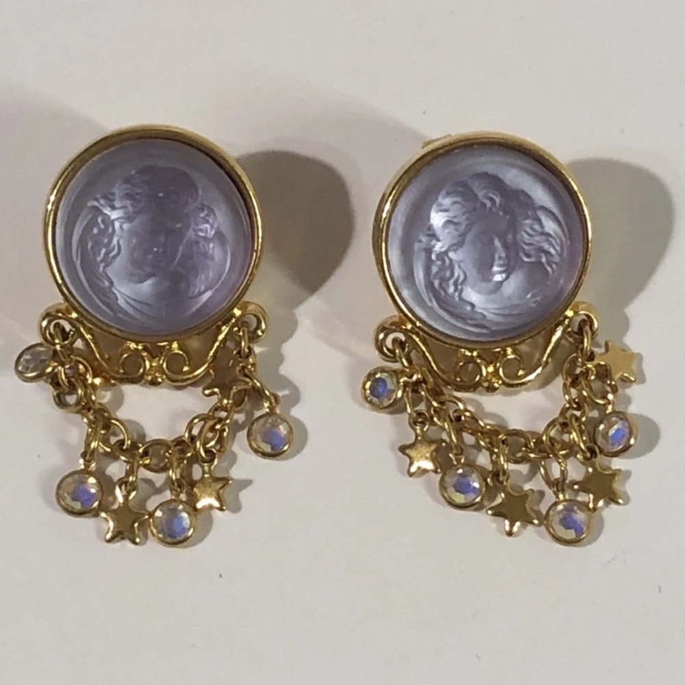 Vintage Kirks Folly Dream Angel Lavender Clip On Earrings